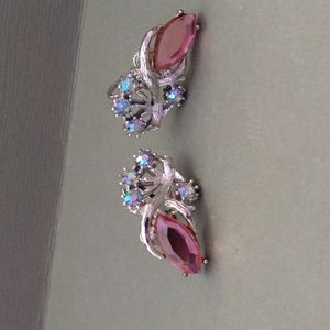 Pink screw back earrings